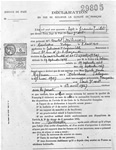 Déclaration en vue de réclamer la nationalité française pour Françoise Milewski, en vertu du droit ud sol, en juillet 1947 (page 1).