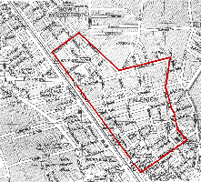 Zone du ghetto de Falenitz-Miedzeszyn sur une carte actuelle.
