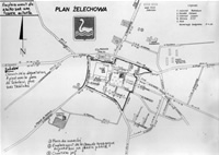 Carte de Zelechow avec les limites du ghetto.